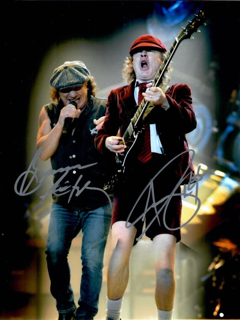 AC/DC Angus John Brian Johnson Australian Rock Band Signed 8X10 Photo